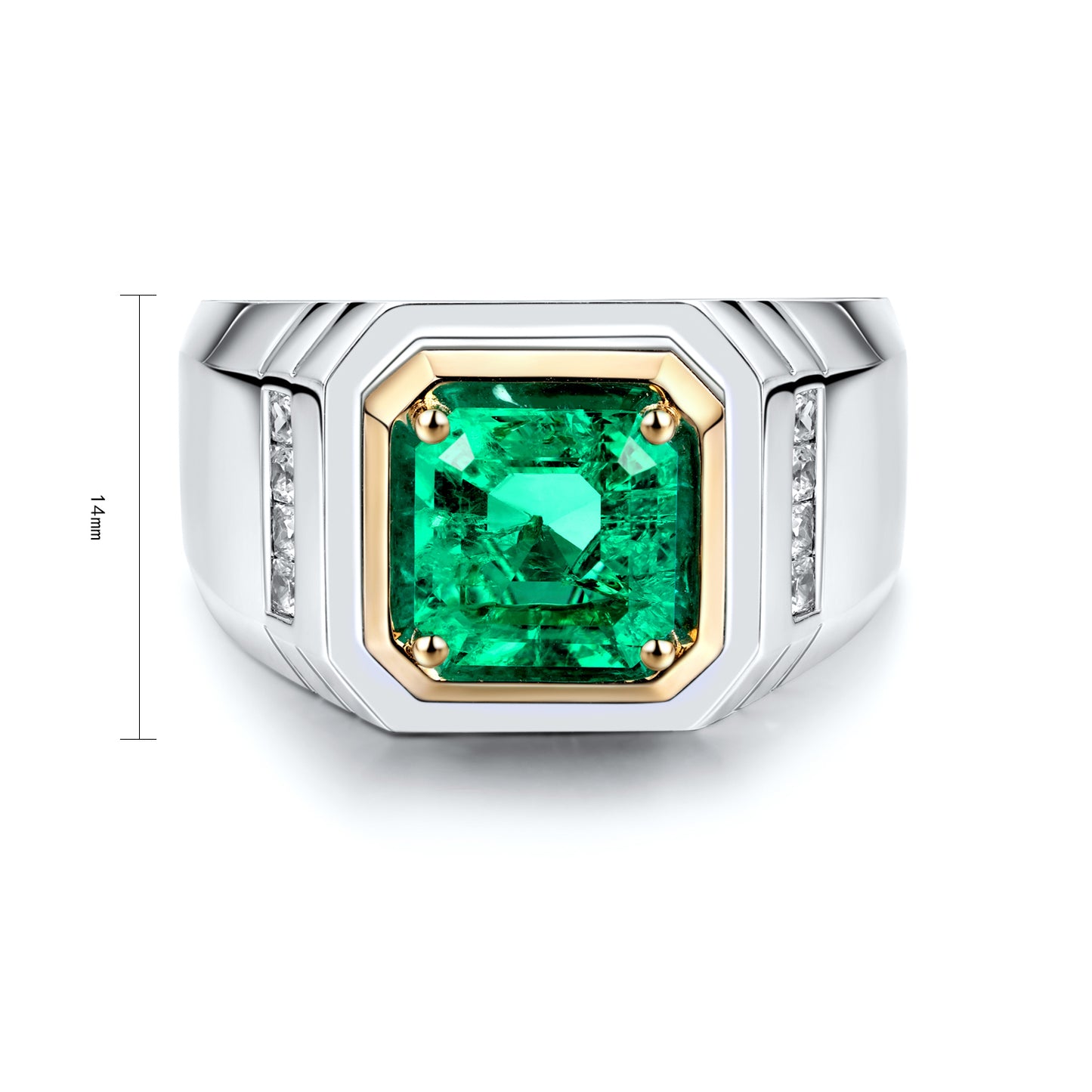 ANSTER JEWELRY 3.5 CT Asscher Cut PT950 Platinum Fancy Yellow Lab Grown Diamond Men Ring