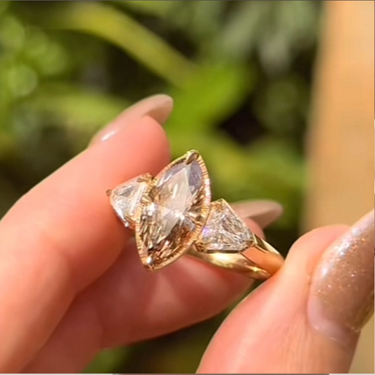 ANSTER Jewelry 18K Gold 3ct Fancy Brown Lab Grown Diamond Ring with IGI