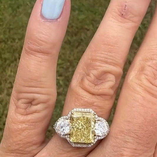 ANSTER Platinum Jewelry PT950 Ring 5ct VVS2 CVD Fancy Lab Grown Diamond Ring with IGI