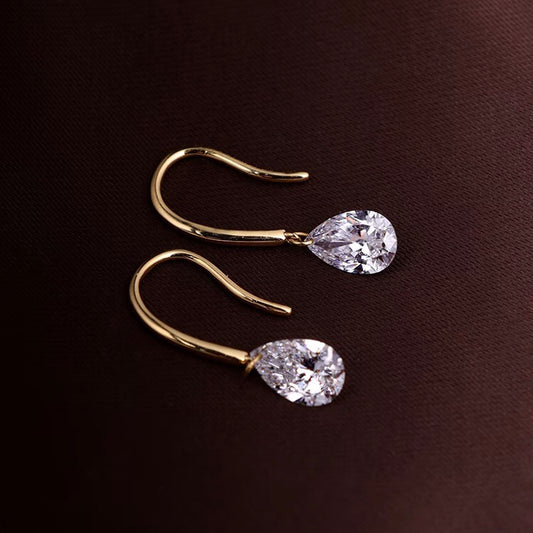 ANSTER Jewelry Anel de diamante ético feito à mão em ouro 18K com lapidação pera cultivado em laboratório