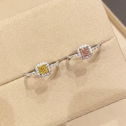 ANSTER Jewelry Platinum PT950 Ring 1ct VVS VS Fancy Lab Grown Diamond Ring with IGI