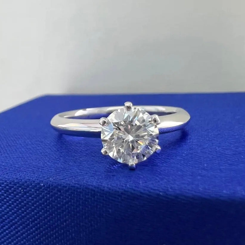 ANSTER 18K Gold Jewelry 1 Carat VVS2 CVD Lab Grown Diamond Ring with IGI