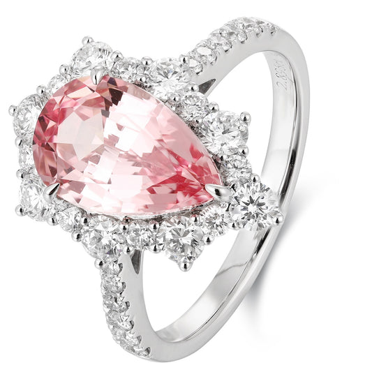 ANSTER Jewelry Anel de diamante ético feito à mão em ouro 18K com lapidação pera cultivado em laboratório