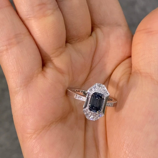 ANSTER Jewelry Platinum PT950 Ring 1ct VS2 Fancy Blue Lab Grown Diamond Ring with IGI