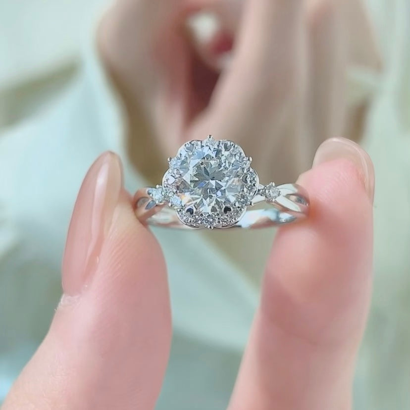ANSTER Platinum Jewelry PT950 Ring 1ct VVS2 CVD Lab Grown Diamond Ring with IGI