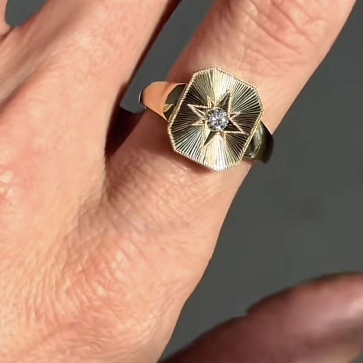 ANSTER Jewelry 18K Gold 0.5ct Round Cut Lab Grown Diamond Ring with IGI