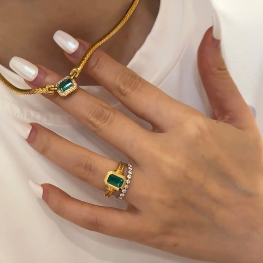 ANSTER 18K Gold Jewelry Sets 4ct Lab Grown Emerald Jewelry Sets with GIA