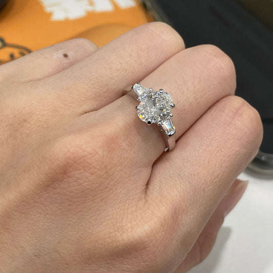 ANSTER Platinum Jewelry PT950 Ring 1.5ct VVS DEF Lab Grown Diamond Engagement Ring with IGI