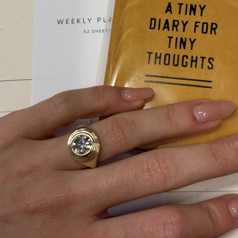 ANSTER Jewelry 18K Gold Ring 3ct VVS2 CVD Lab Grown Diamond Ring with IGI