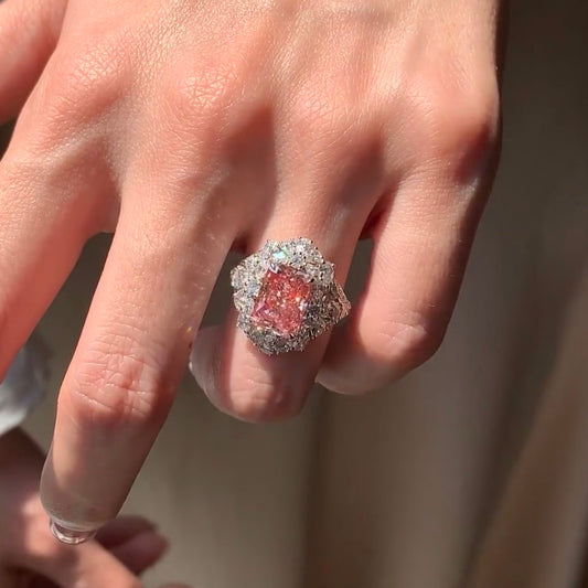 ANSTER Platinum Jewelry PT950 Ring 3ct VVS2 CVD Fancy Lab Grown Diamond Ring with IGI