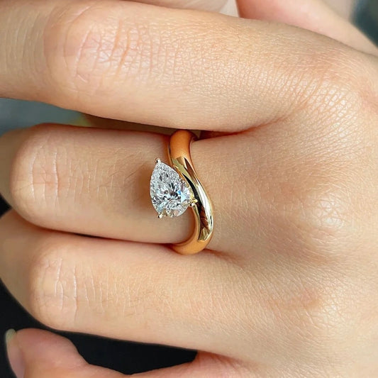 ANSTER Jewelry 18K Gold Ring 2ct VVS2 CVD Lab Grown Diamond Ring with IGI