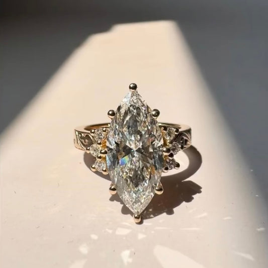ANSTER Jewelry 18K Gold 5ct Marquise Cut Lab Grown Diamond Ring with IGI