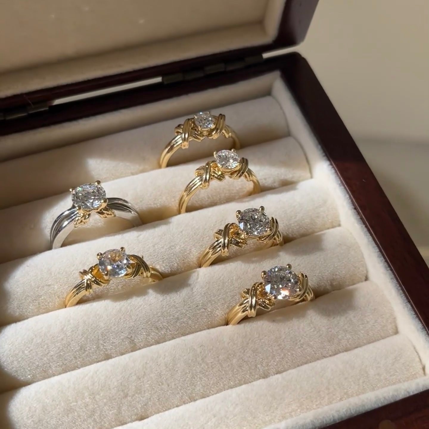 ANSTER Jewelry 18K Gold Ring 1-8 Carat VS VVS Lab Grown Diamond Ring with IGI