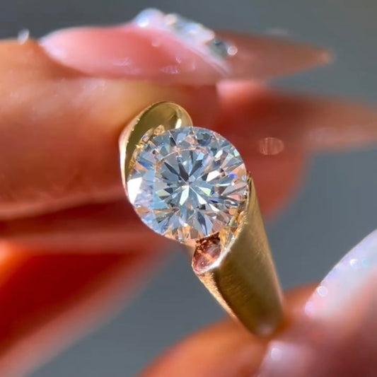 ANSTER Jewelry 18K Gold Ring 1ct VS2 VVS1 Lab Grown Diamond Ring with IGI