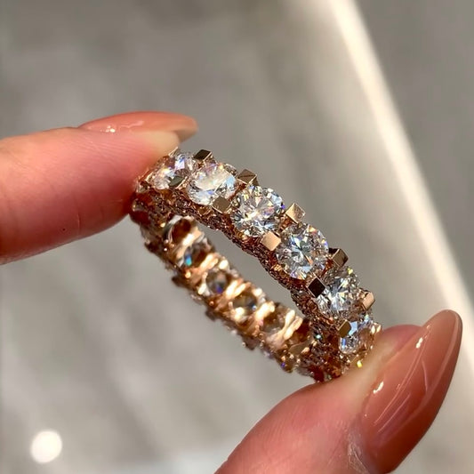 ANSTER Jewelry Luxury 18K Gold Ring Lab Grown Diamond Tennis Ring with IGI