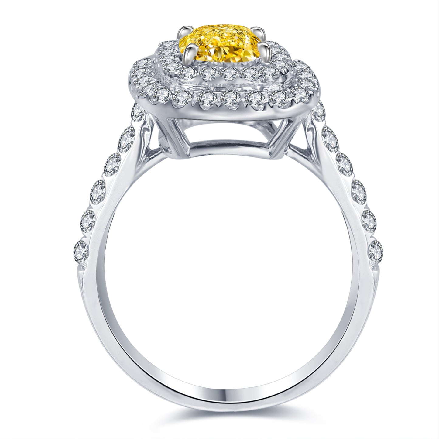 ANSTER Jewelry IGI Yellow lab Grown Diamond Ring Platinum PT950 Ring