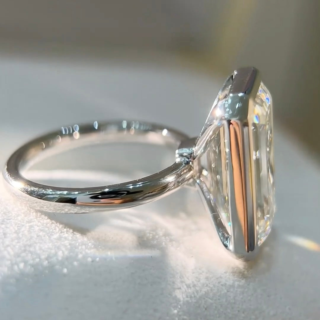 ANSTER Jewelry Platinum PT950 IGI 10ct Emerald Cut Lab Grown Diamond Ring