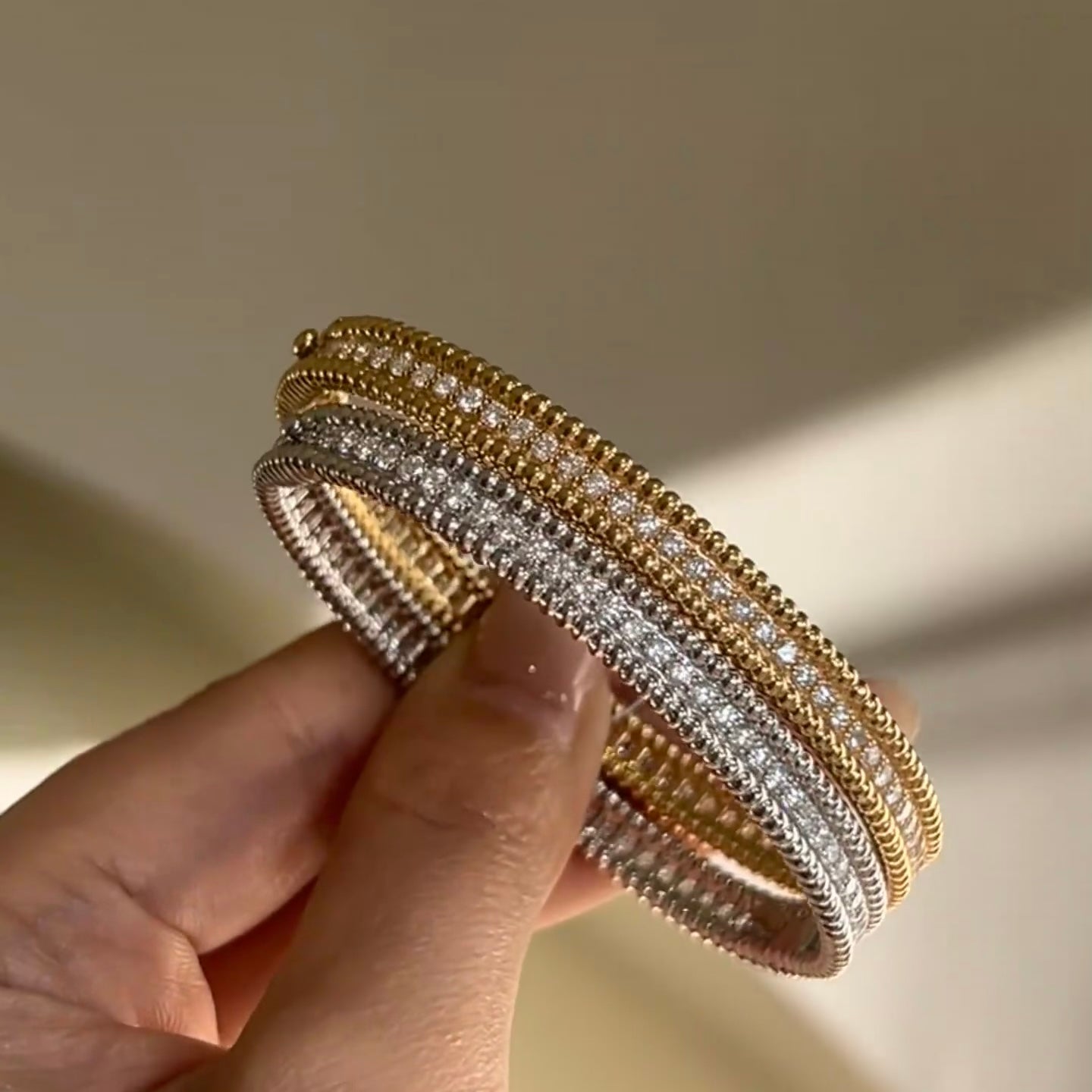 ANSTER 18K Gold Luxury Jewelry 1.7*1.7mm Lab Grown Diamonds Bangle with IGI