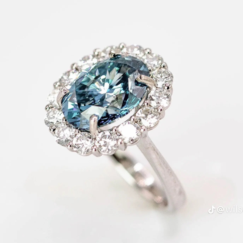 ANSTER Platinum Jewelry PT950 Ring 5ct VVS2 CVD Fancy Lab Grown Diamond Ring with IGI