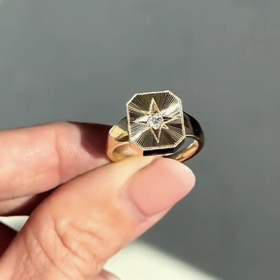 ANSTER Jewelry 18K Gold 0.5ct Round Cut Lab Grown Diamond Ring with IGI