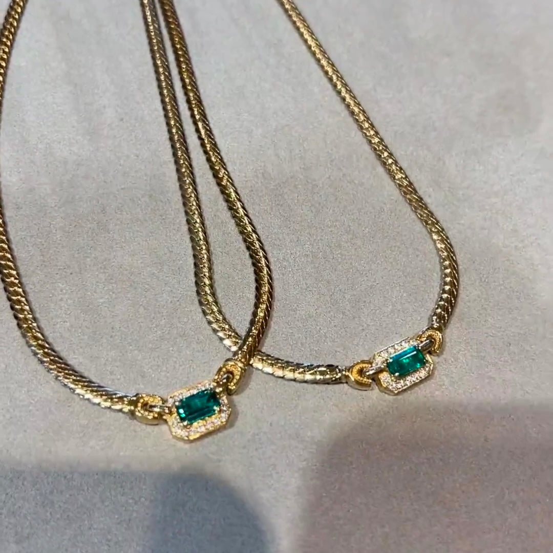 ANSTER 18K Gold Jewelry Sets 4ct Lab Grown Emerald Jewelry Sets with GIA