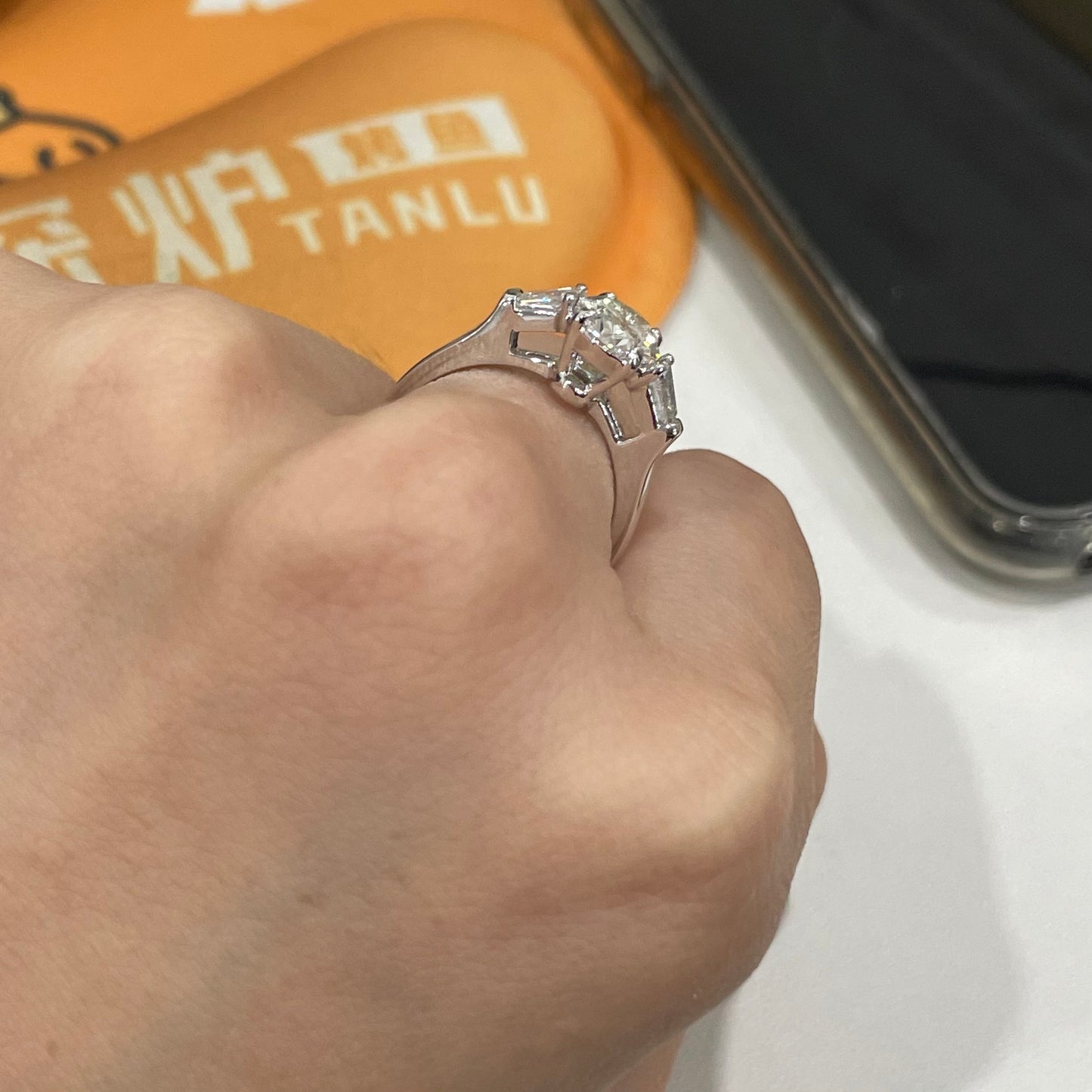 ANSTER Platinum Jewelry PT950 Ring 1.5ct VVS DEF Lab Grown Diamond Engagement Ring with IGI