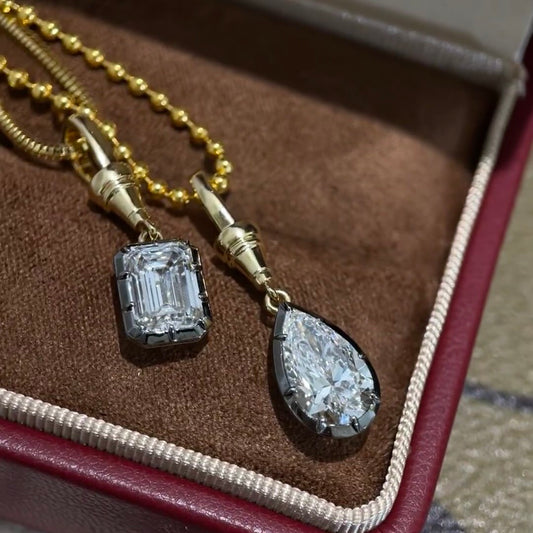 ANSTER Jewelry Anel de diamante ético feito à mão em ouro 18K com lapidação pera cultivado em laboratório