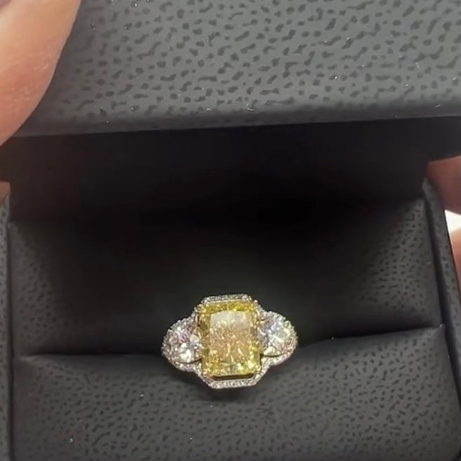 ANSTER Platinum Jewelry PT950 Ring 5ct VVS2 CVD Fancy Lab Grown Diamond Ring with IGI