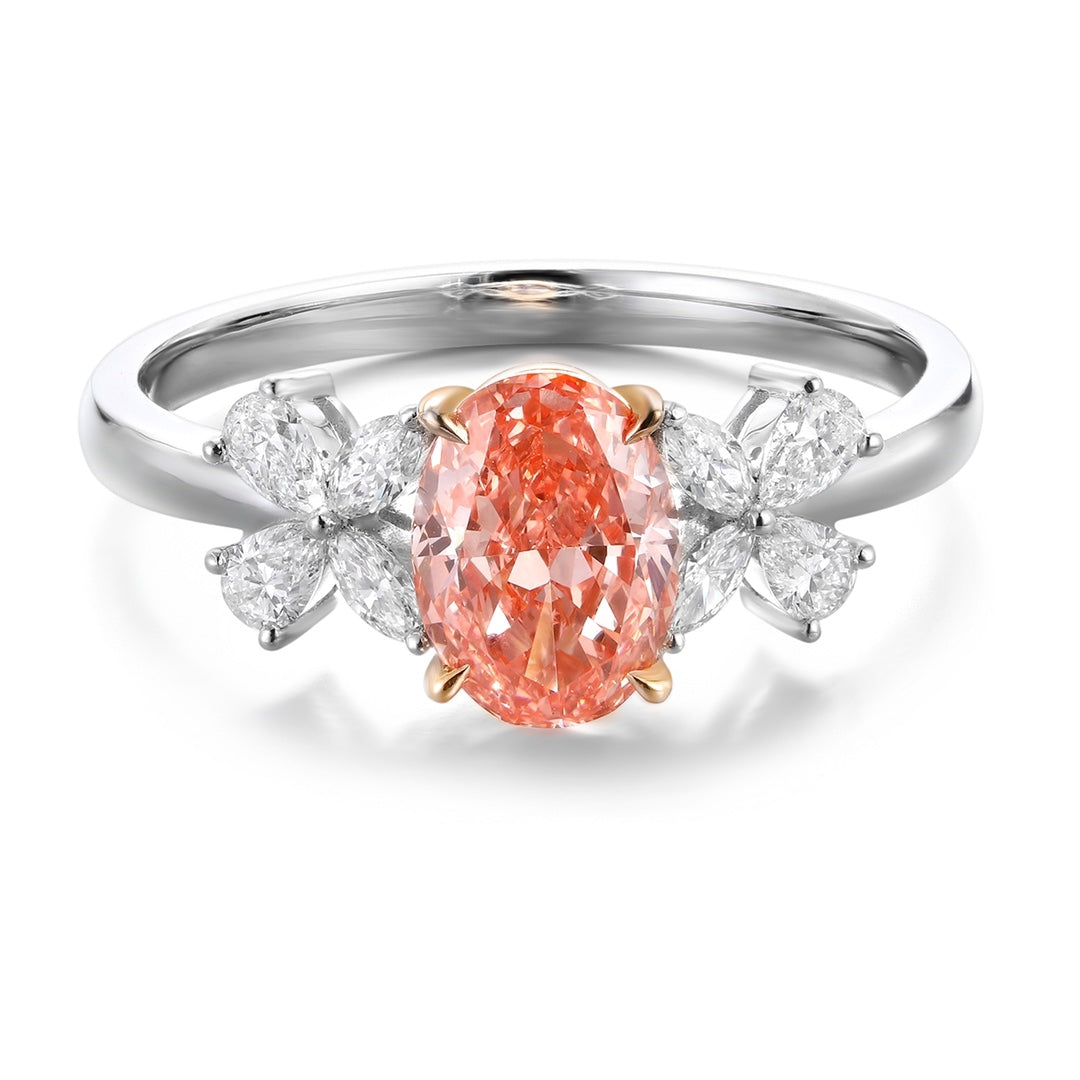 ANSTER Jewelry IGI Platinum PT950 1.05ct Oval Cut Pink Lab Grown Diamond Ring