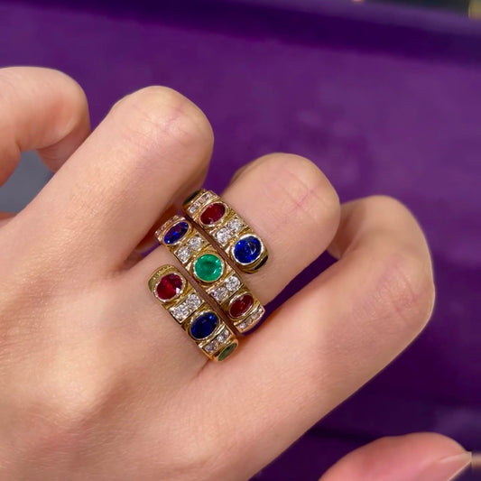 ANSTER Jewelry 18K Gold FIFA World Cup Style Lab Grown Gemstone Ring with GIA