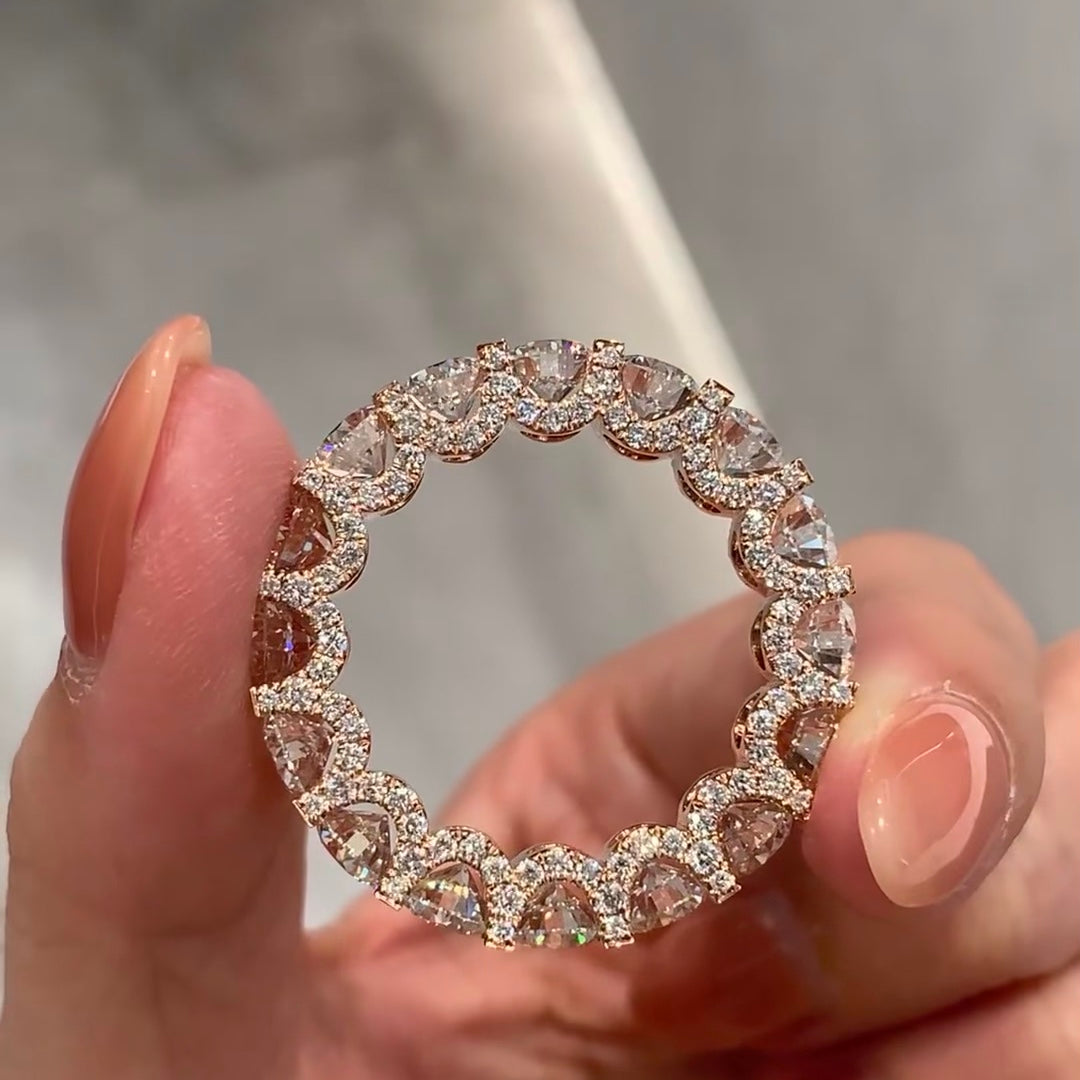 ANSTER Jewelry Luxury 18K Gold Ring Lab Grown Diamond Tennis Ring with IGI