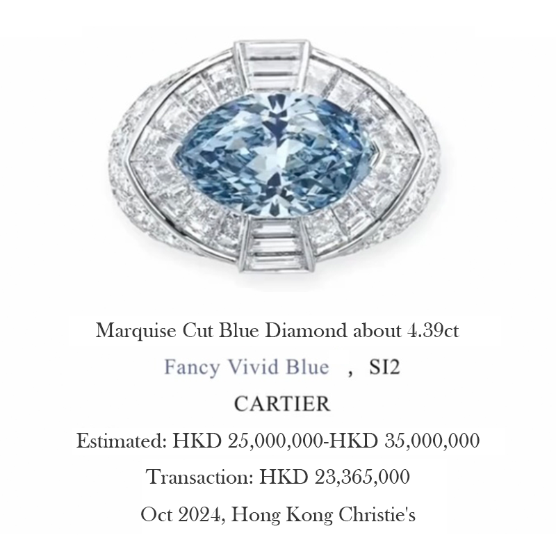 ANSTER Platinum Jewelry PT950 Ring 4.39ct VVS Fancy Blue Lab Grown Diamond Ring with IGI