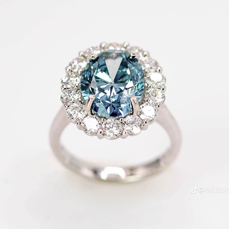 ANSTER Platinum Jewelry PT950 Ring 5ct VVS2 CVD Fancy Lab Grown Diamond Ring with IGI