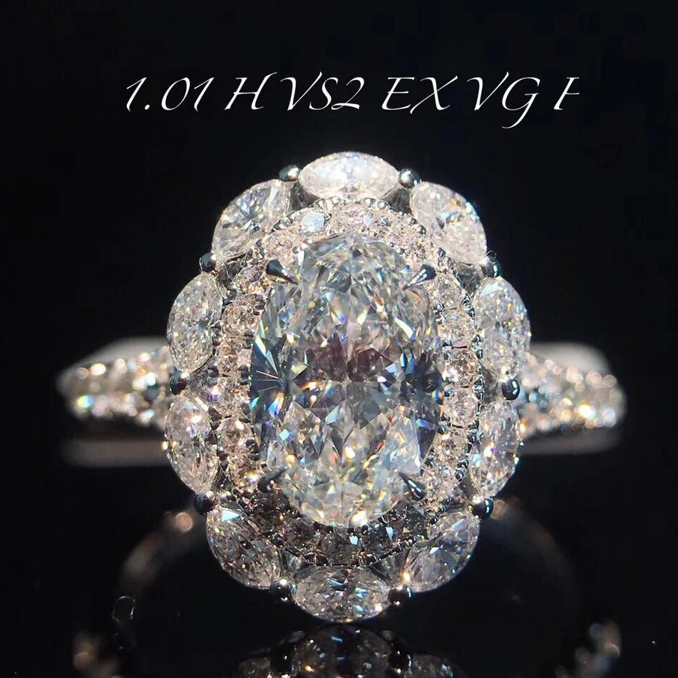 ANSTER Jewelry Anel de diamante ético feito à mão em ouro 18K com lapidação pera cultivado em laboratório