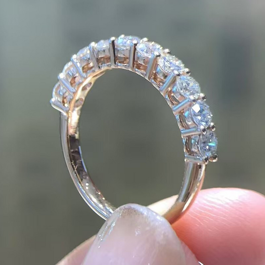 ANSTER Jewelry Anel de diamante ético feito à mão em ouro 18K com lapidação pera cultivado em laboratório