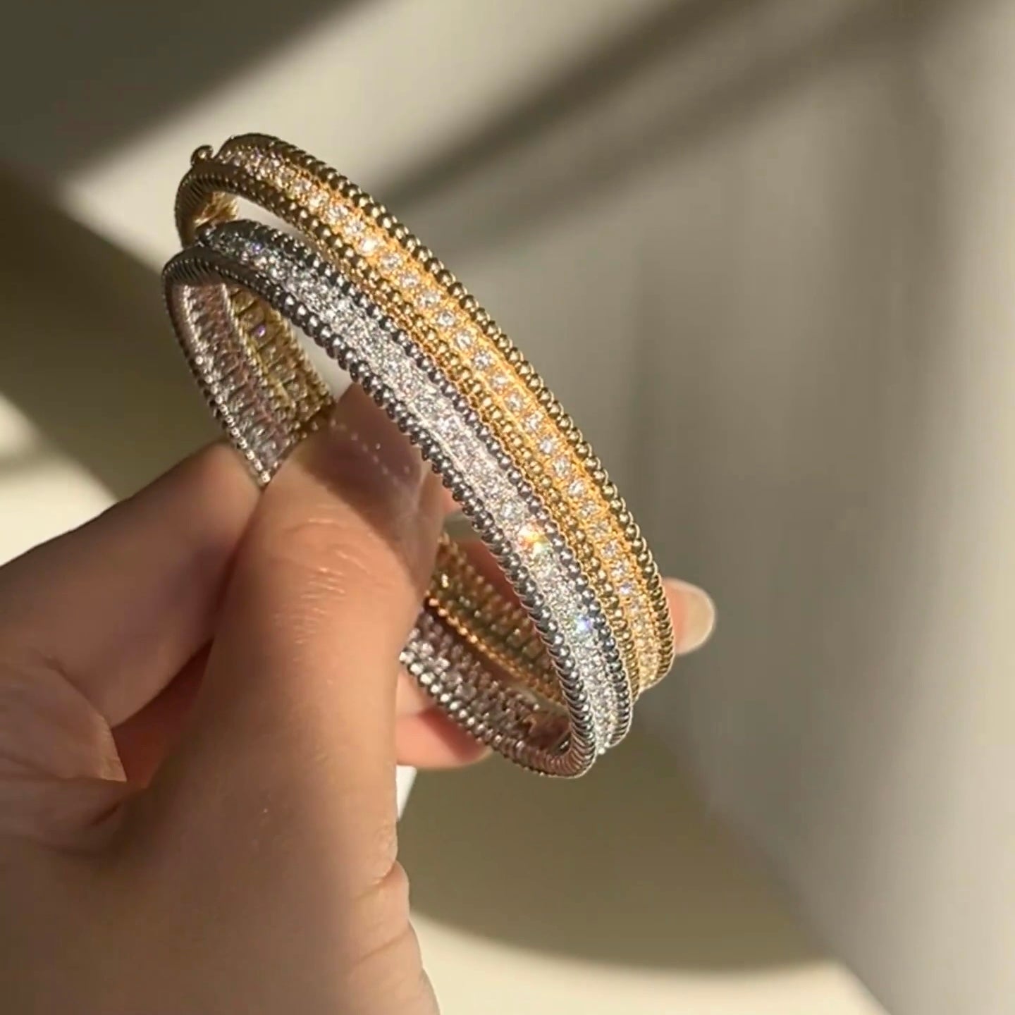 ANSTER 18K Gold Luxury Jewelry 1.7*1.7mm Lab Grown Diamonds Bangle with IGI
