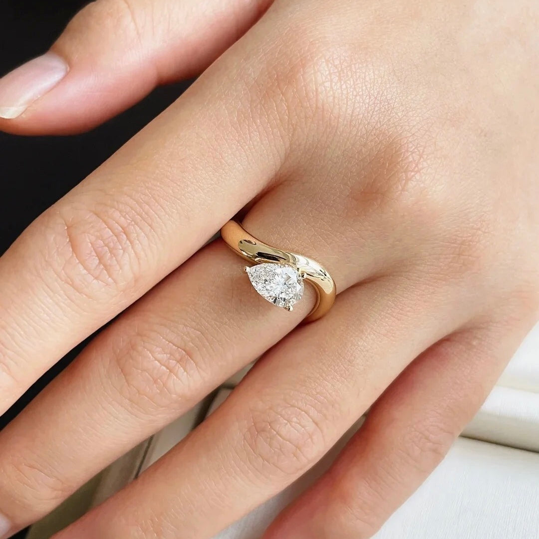 ANSTER Jewelry 18K Gold Ring 2ct VVS2 CVD Lab Grown Diamond Ring with IGI