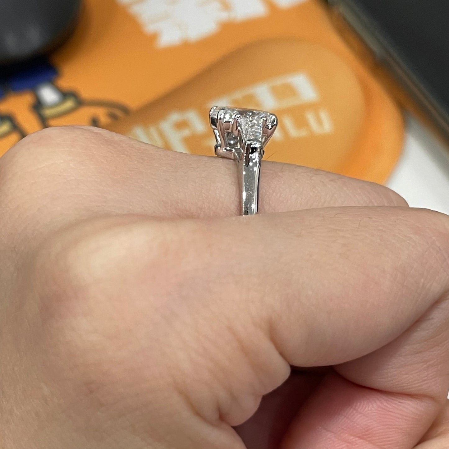 ANSTER Platinum Jewelry PT950 Ring 1.5ct VVS DEF Lab Grown Diamond Engagement Ring with IGI