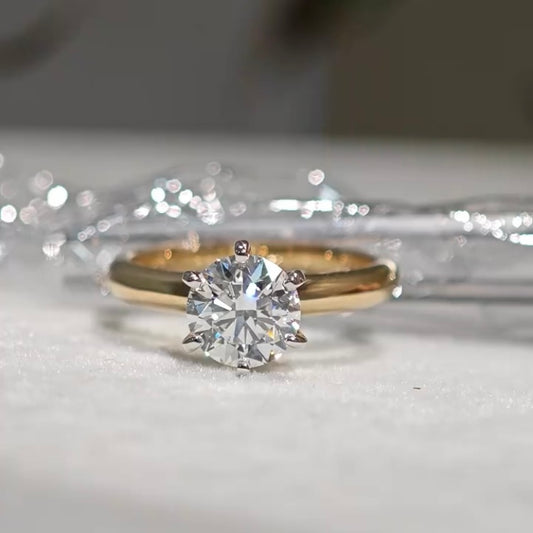 ANSTER 18K Gold Jewelry 1 Carat VVS2 CVD Lab Grown Diamond Ring with IGI