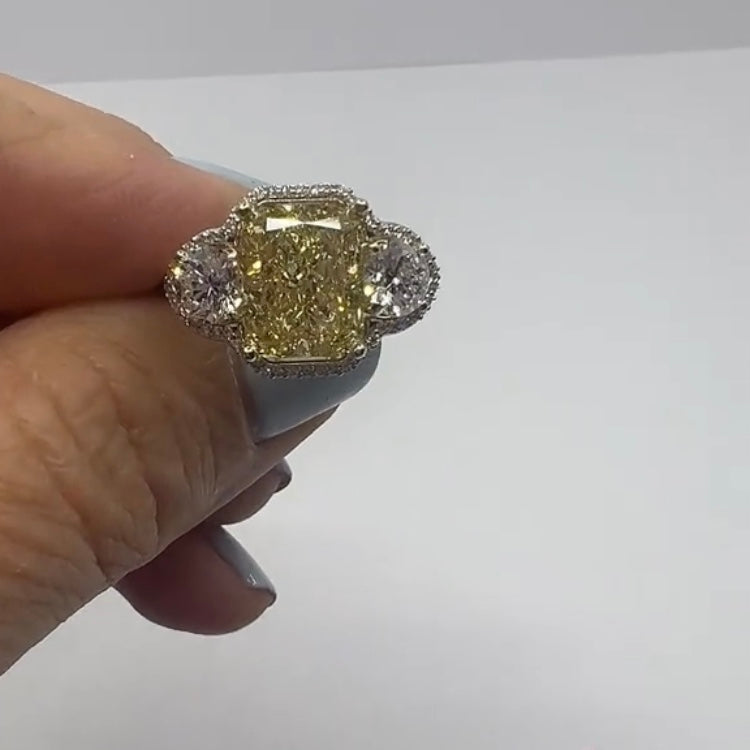 ANSTER Platinum Jewelry PT950 Ring 5ct VVS2 CVD Fancy Lab Grown Diamond Ring with IGI