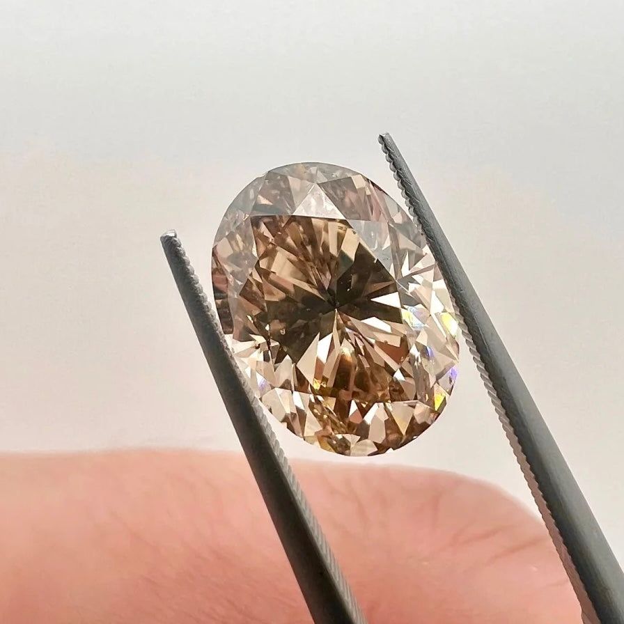 ANSTER Jewelry 18K Gold 5ct Fancy Brown Lab Grown Diamond Ring with IGI