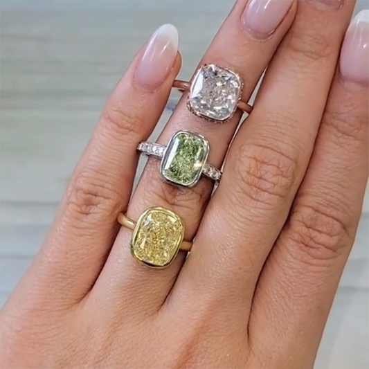 ANSTER Jewelry 18K Gold 2-5ct Fancy Color Lab Grown Diamond Ring with IGI