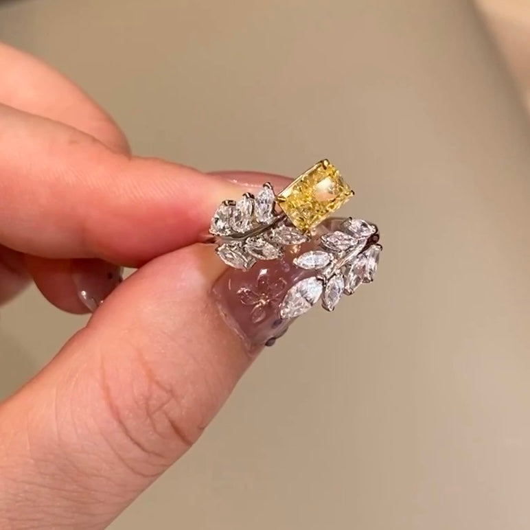 ANSTER Jewelry Platinum PT950 Ring 1ct VVS Fancy Lab Grown Diamond Ring with IGI