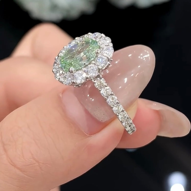 ANSTER Platinum Jewelry PT950 Ring 1.36ct VVS2 Fancy Green Lab Grown Diamond Ring with IGI