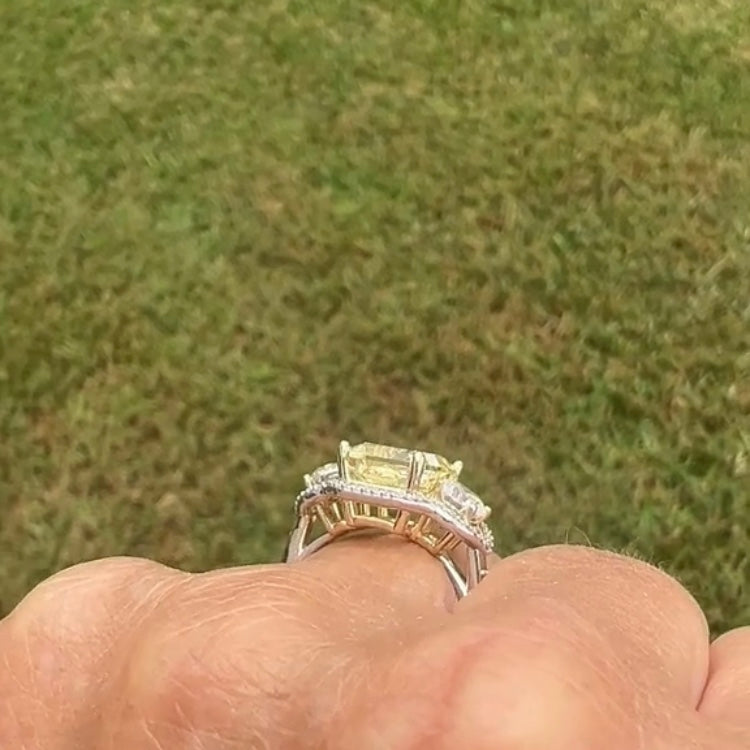 ANSTER Platinum Jewelry PT950 Ring 5ct VVS2 CVD Fancy Lab Grown Diamond Ring with IGI