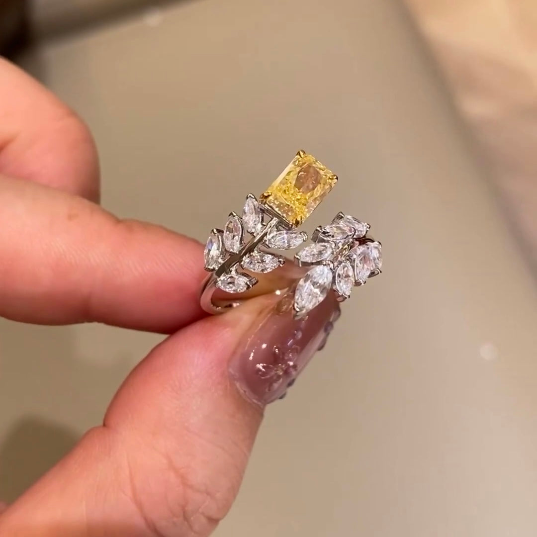 ANSTER Jewelry Platinum PT950 Ring 1ct VVS Fancy Lab Grown Diamond Ring with IGI