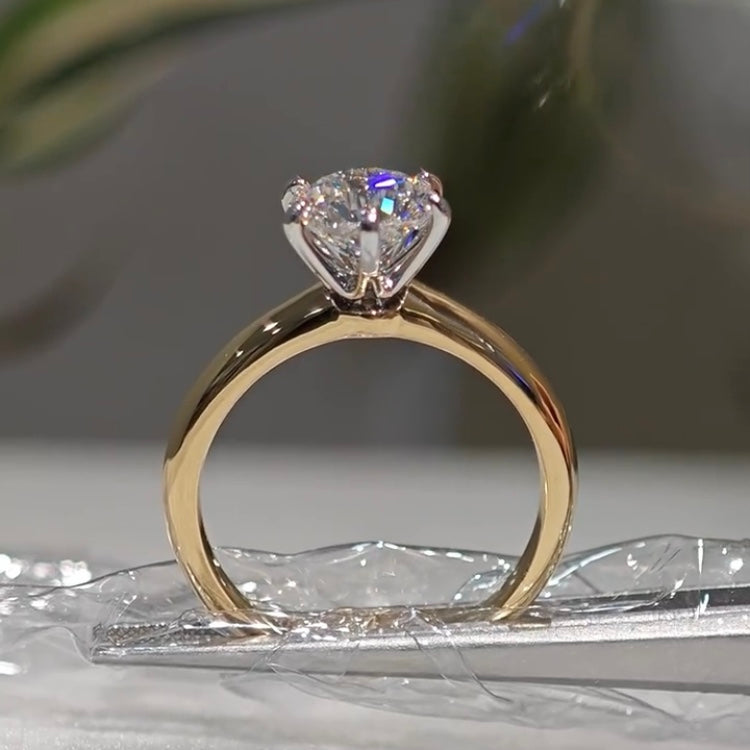 ANSTER 18K Gold Jewelry 1 Carat VVS2 CVD Lab Grown Diamond Ring with IGI