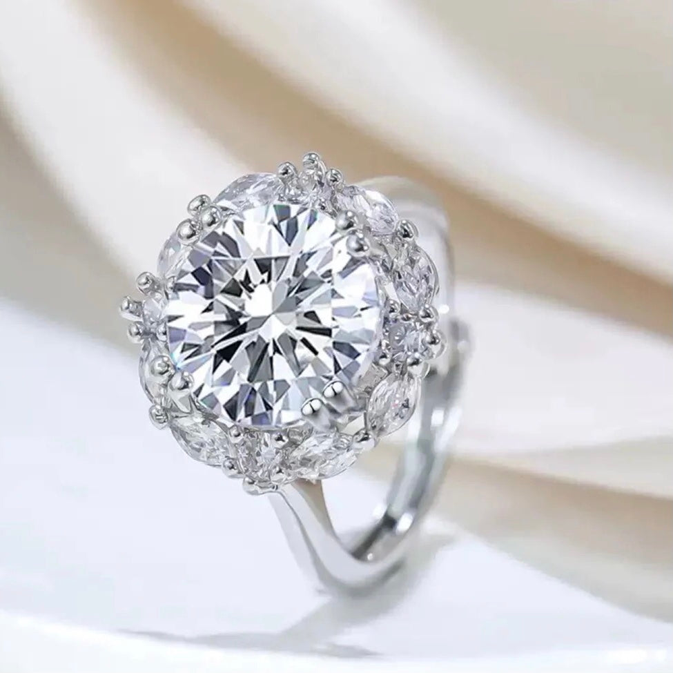 ANSTER Platinum Jewelry PT950 Ring 3ct Lab Grown Diamond Wedding Ring with IGI