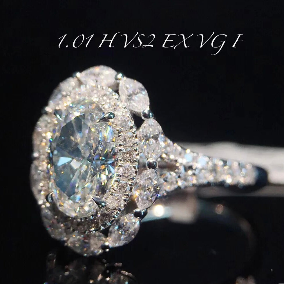 ANSTER Jewelry Anel de diamante ético feito à mão em ouro 18K com lapidação pera cultivado em laboratório