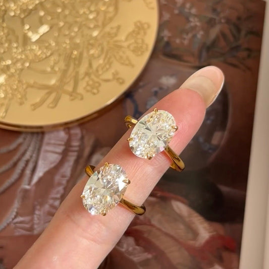 ANSTER Jewelry Anel de diamante ético feito à mão em ouro 18K com lapidação pera cultivado em laboratório